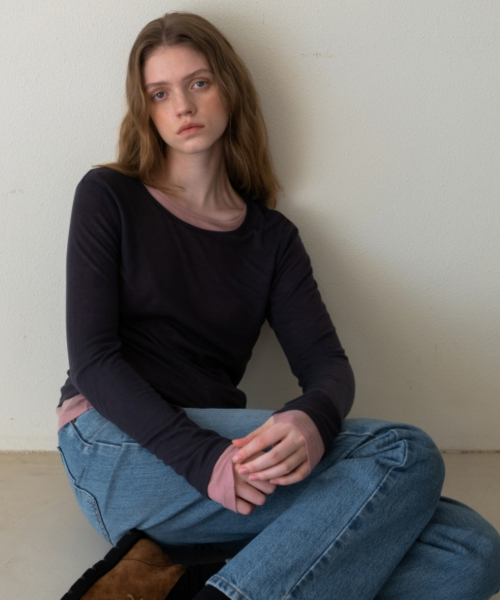 SOFT WOOL JERSEY T-SHIRT CHARCOAL