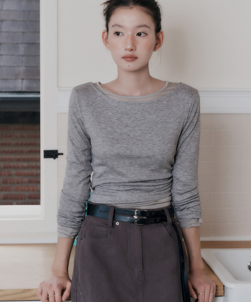 MIXXO ミッソー ボートネック シュリンク Tシャツ
