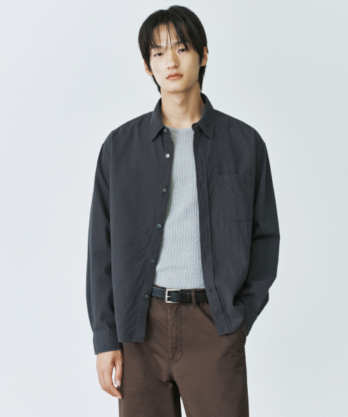 [X] PINTER CROP GAUZE SHIRT [GRAPHITE]