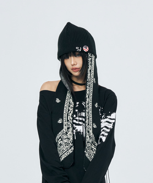 BANDANA TRAPPER BEANIE BLACK