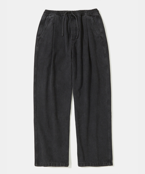 M-LABEL LOOSE-FIT PINTUCK DENIM PANTS_GRAY JEAN