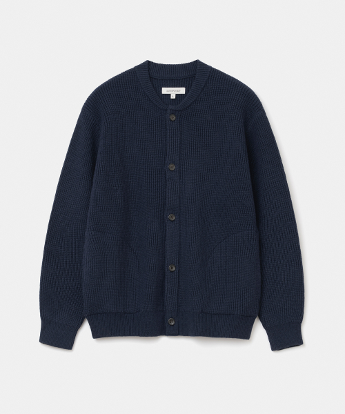 fisherman wool knit cardigan navy