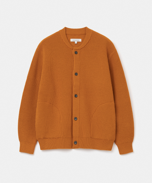 fisherman wool knit cardigan orange
