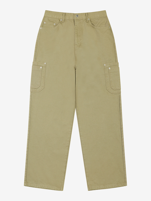 WIDE FIT COTTON PANTS FOR MEN_BEIGE