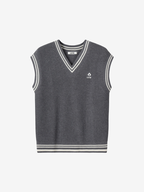BOXY FIT UNISEX KNIT VEST_MELANGE GRAY