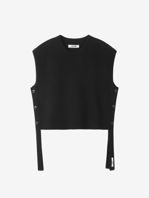 RIBBED WOOL VEST_BLACK