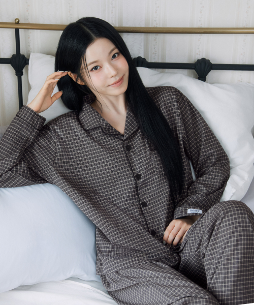 실크핏 더스트 긴팔 커플 잠옷 세트