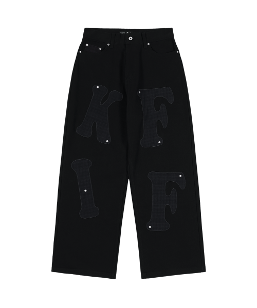 Брюки в клетку с патчем KF (Black) K25ZC176