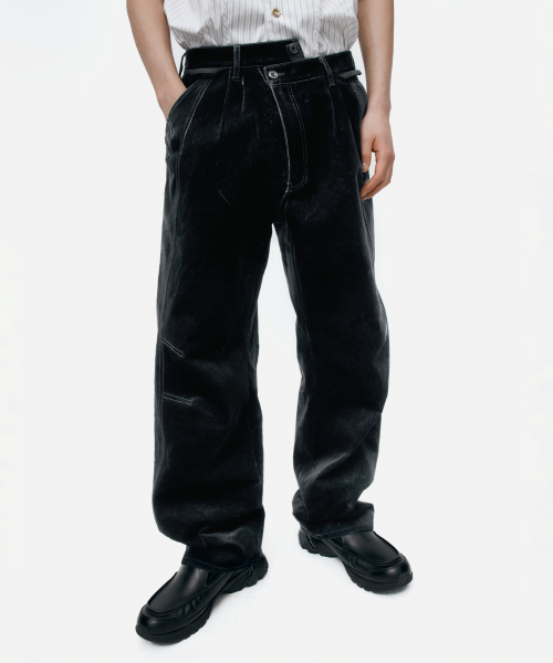 앤더슨벨() CROSSOVER CARPENTER WIDE-LEG JEANS apa835m(BLACK) 상품 이미지