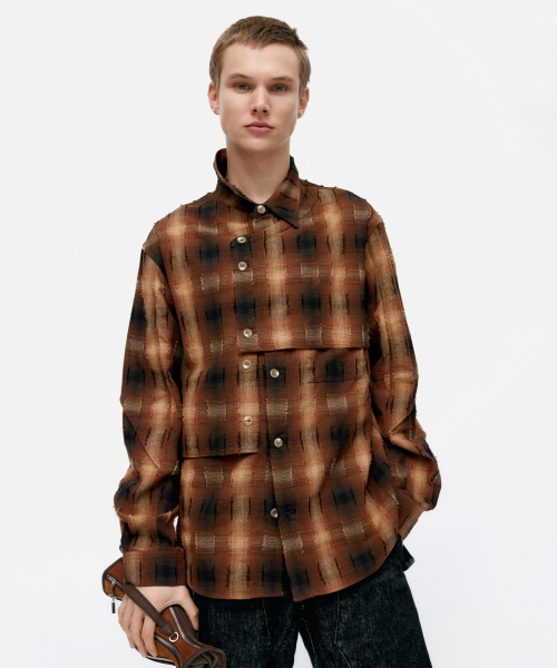 앤더슨벨() CHECK LAYERED SHIRTS atb1337m(BROWN) 상품 이미지