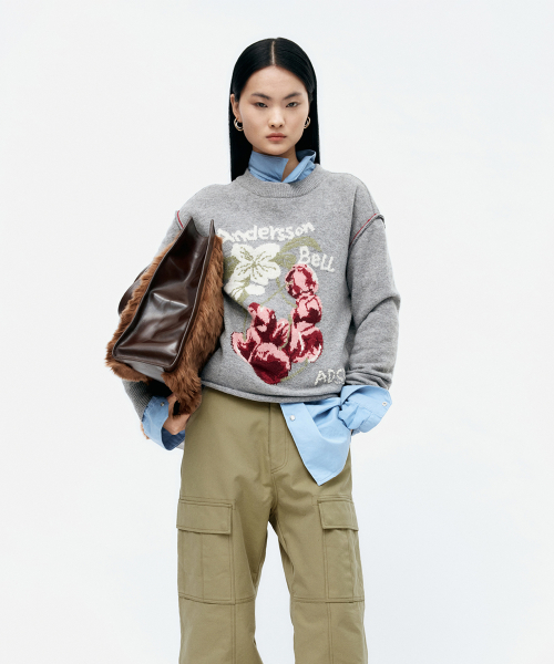 앤더슨벨() FRUIT INTARSIA CREWNECK SWEATER atb1384w(GREY) 상품 이미지