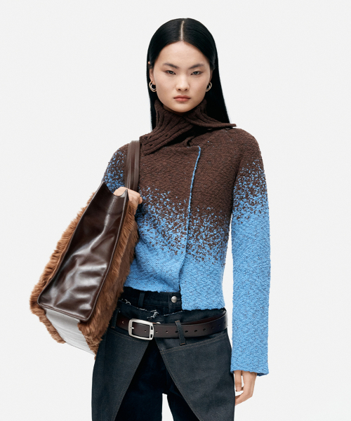 앤더슨벨() FLOW JAQUARD SHORT CARDIGAN atb1358w(BLUE/BROWN) 상품 이미지