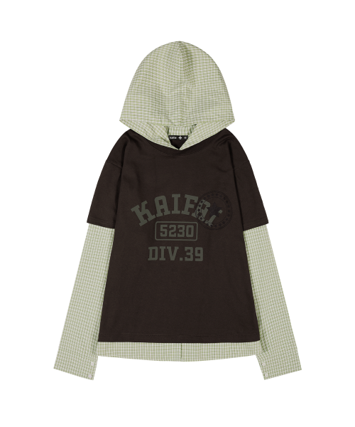 Многослойный лонгслив в клетку (Brown) K25ZB165