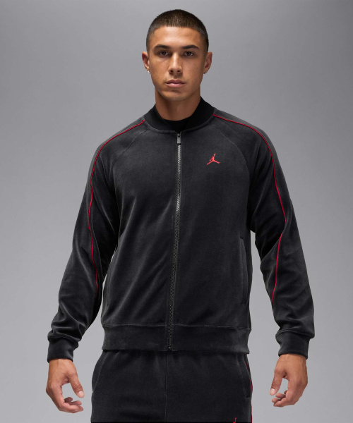 Трековая куртка Jordan Brooklyn Velour M - Black:Gym Red / HV1870-010
