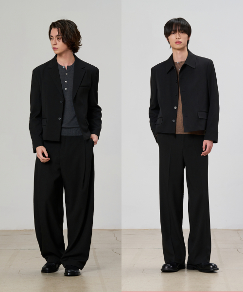 Укороченный модульный костюм-двойка (F01-Black)