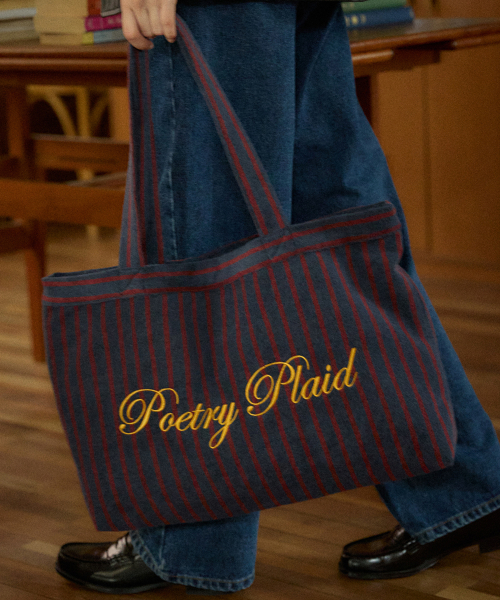 Poetry Embroidery Stripe Bag - Burgundy
