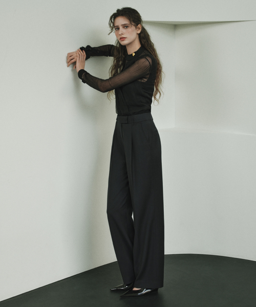 Шерстяные брюки со складками Dark Navy