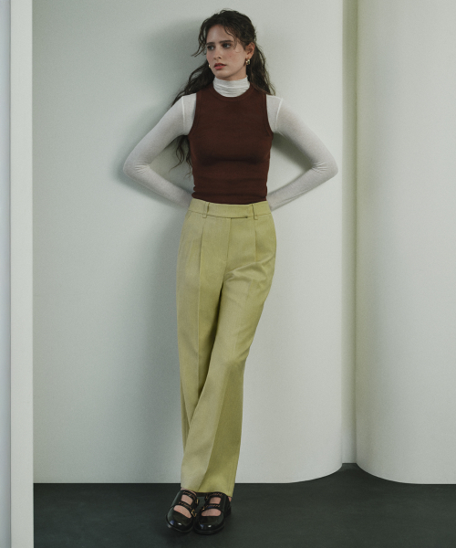Брюки со складками из шерстяной смеси Misty Khaki