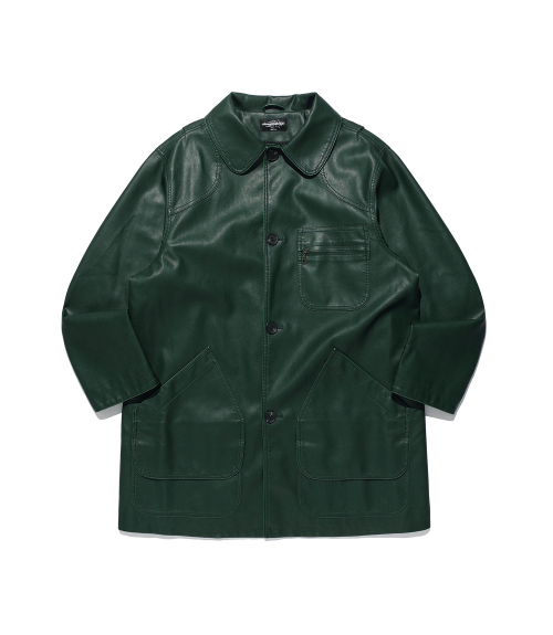 PU LEATHER WORK CAR COAT_GREEN(NG2FFUB840A)