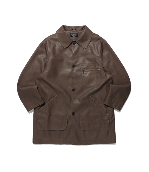 PU LEATHER WORK CAR COAT_BROWN(NG2FFUB840A)