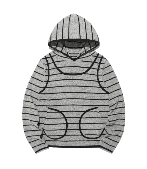STRIPE SLEEVELESS HOODIE_GREY(NG2FFFM401A)