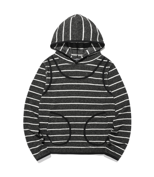 STRIPE SLEEVELESS HOODIE_CHARCOAL(NG2FFFM401A)