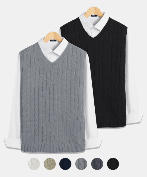 [2PACK] Жилет фактурной вязки с V-вырезом 6color