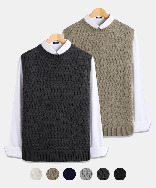 [2PACK] Жилет крупной вязки regular fit с колючей проволокой, 6 цветов