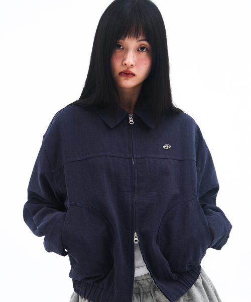 LINEN BOMBER JACKET NAVY