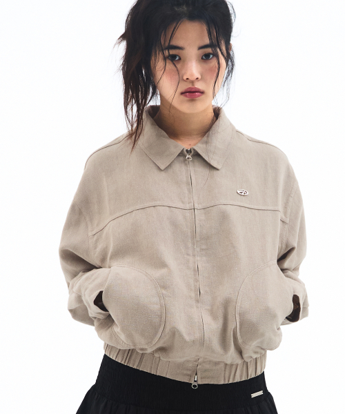 LINEN BOMBER JACKET BEIGE