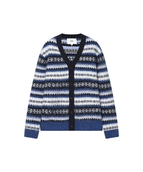 кардиган V-образный Fair Isle синий
