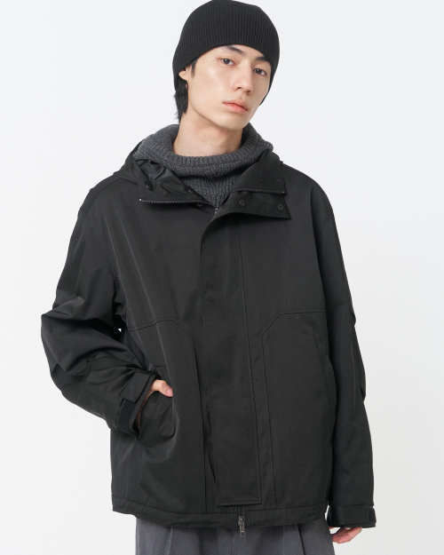 High neck худи shell parka черный
