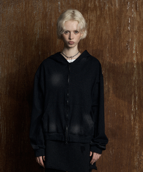 SULFUR WASHED худи ZIP-UP черный