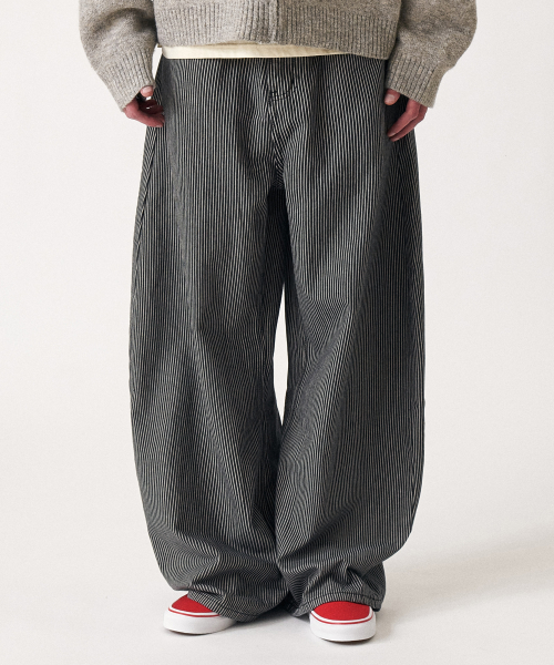 Stripe curved джинсы wide pants черный