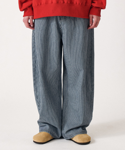 Stripe curved джинсы wide pants синий