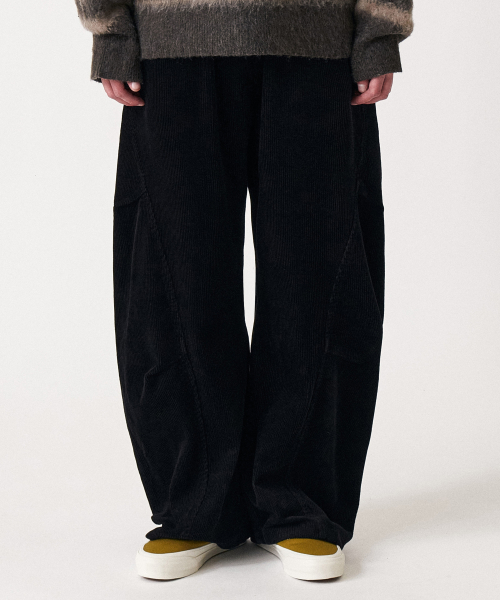 Corduroy parachute pants черный
