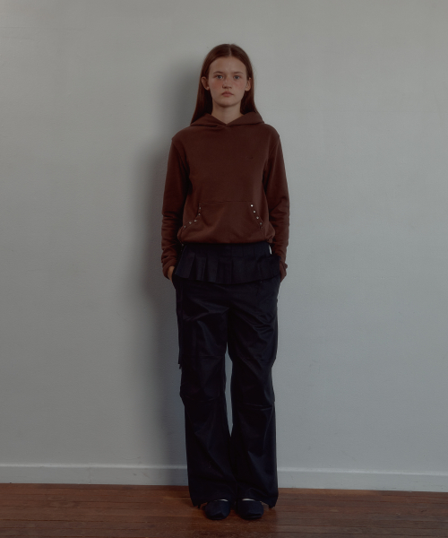 PLEATS WRAP SKIRT PANTS SET черный