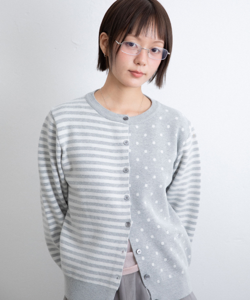 DOT STRIPE вязаный CARDIGAN серый( CODE0 642A)