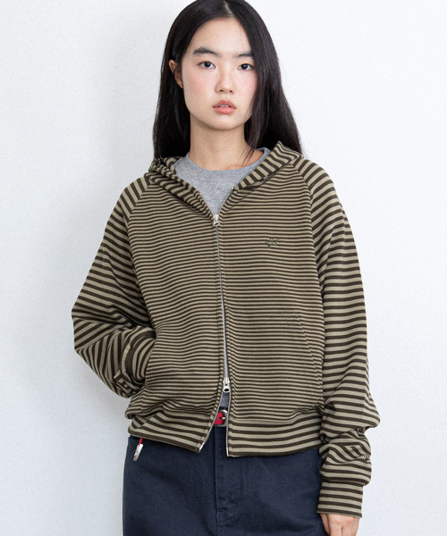 STAR LOGO ST HOOD ZIP UP KHAKI( CODE0 483A)