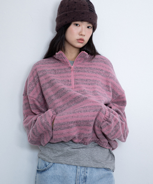 STRIPE HALF ZIP UP_PINK(IK2FFMM484A)
