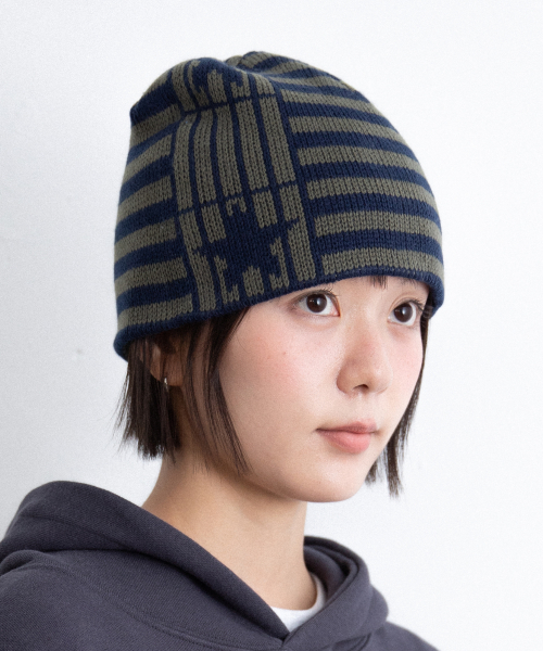 STAR STRIPE BEANIE_KHAKI(IK2FFMAB20A)