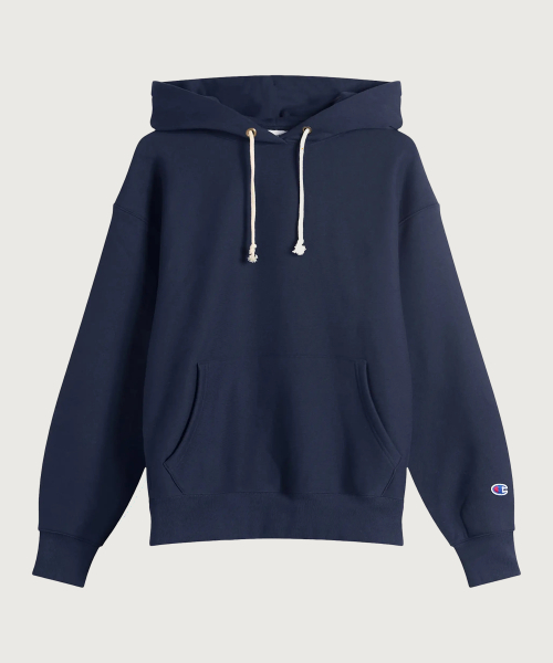 리버스위브 루즈핏 기모 후드 티셔츠 Navy