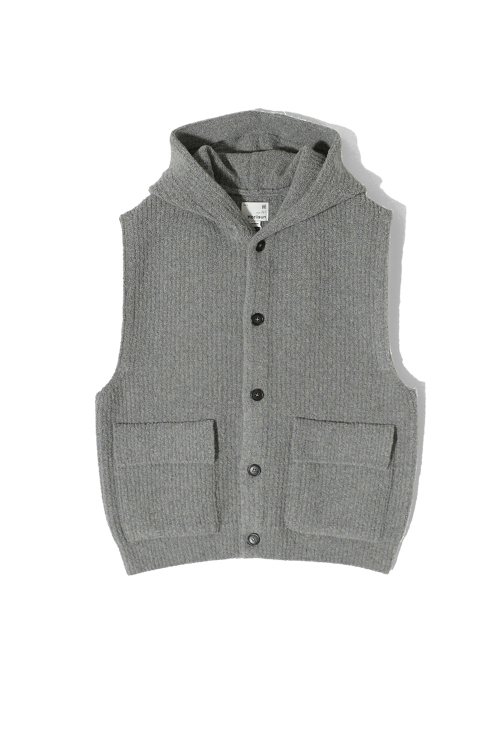 Acorn Boucle Hood вязаный Cardigan жилет Multi Gray