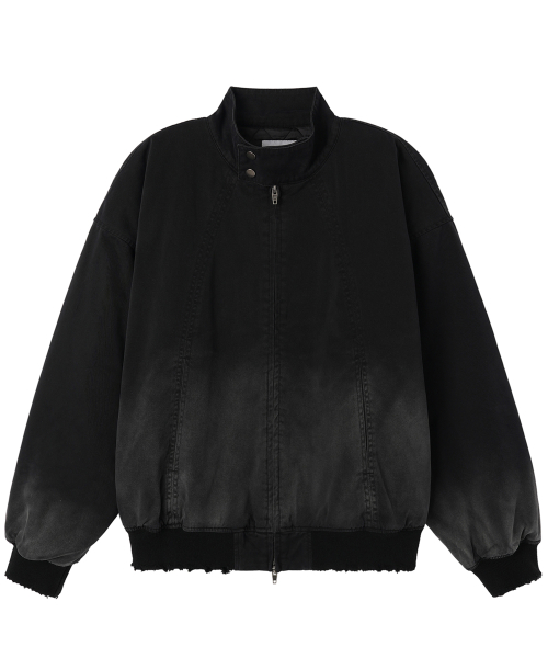 CURVED PANEL WASHED DAMAGE BOMBER куртка - черный