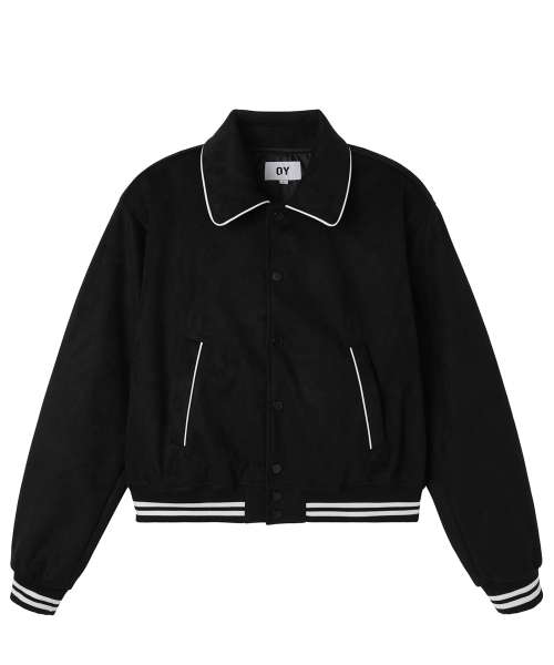 FAUX замша CROP куртка - черный