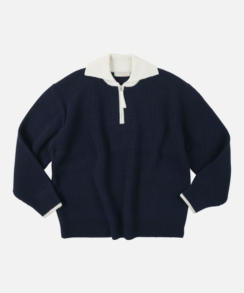 CONTRAST воротник HALF ZIP вязаный темно-синий