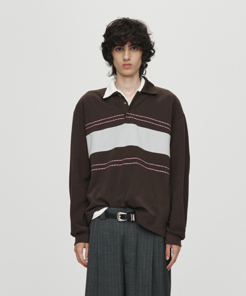 HET TRACK STRIPE поло (BROWN)
