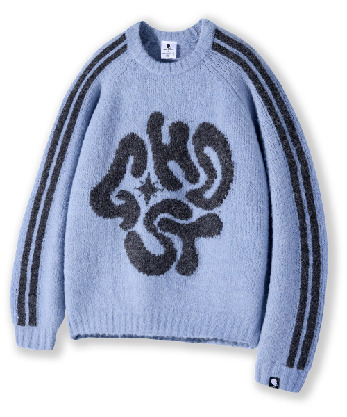 Мохеровый графический рэглан трак буклет GKM-159 — Blue