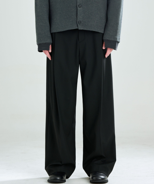 Широкие брюки со складкой (Black)