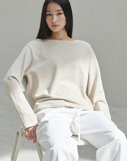dyeing sweat boat neck T (BEIGE)